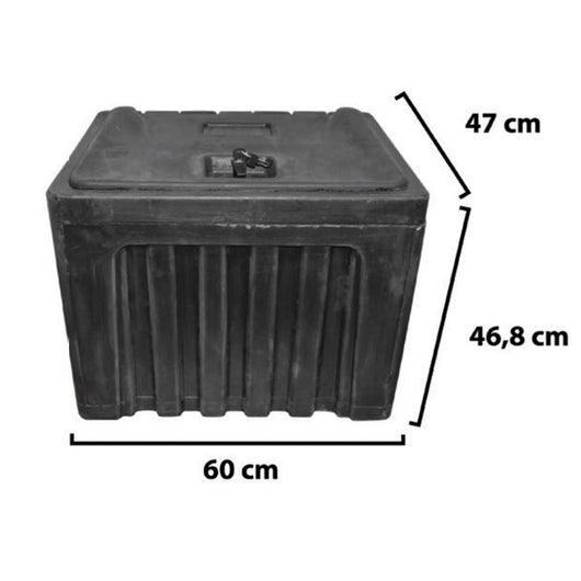 Cassetta per attrezzi senza supporto, in plastica nera 468x470x600 mm