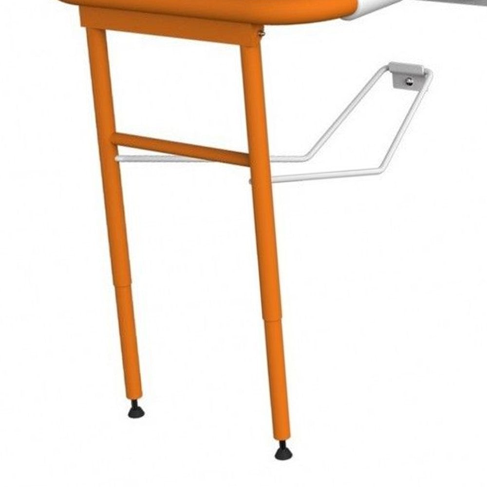 Sedile per doccia ribaltabile con rinforzo a terra, arancio