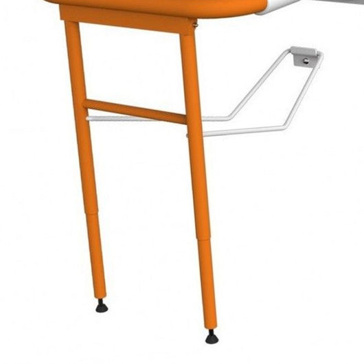 Sedile per doccia ribaltabile con rinforzo a terra, arancio
