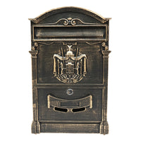 Cassetta postale antica dorata 410X260X90mm con 2 chiavi e accessori di fissaggio