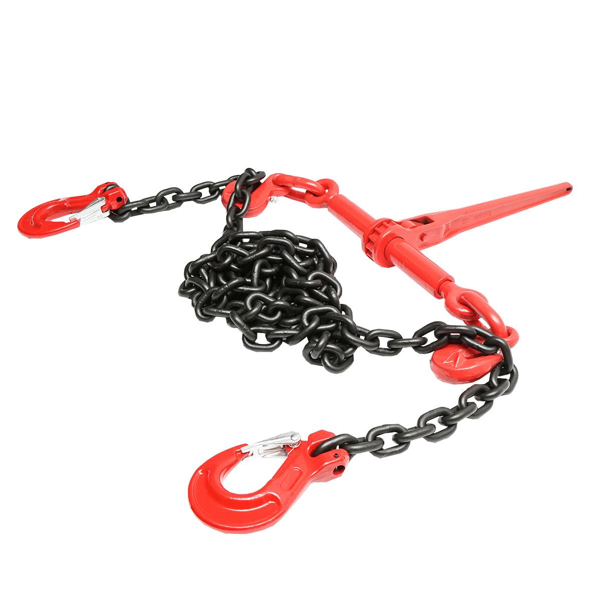 Catena di Ancoraggio con Tenditore a Cricchetto, Capacità 6,3T, Lunghezza 4m, Spessore Maglia 10mm