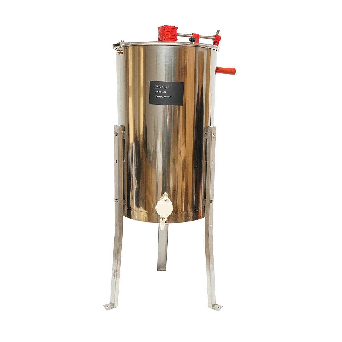 Centrifuga manuale apicola, estrattore di miele in acciaio inox con 3 telai.
