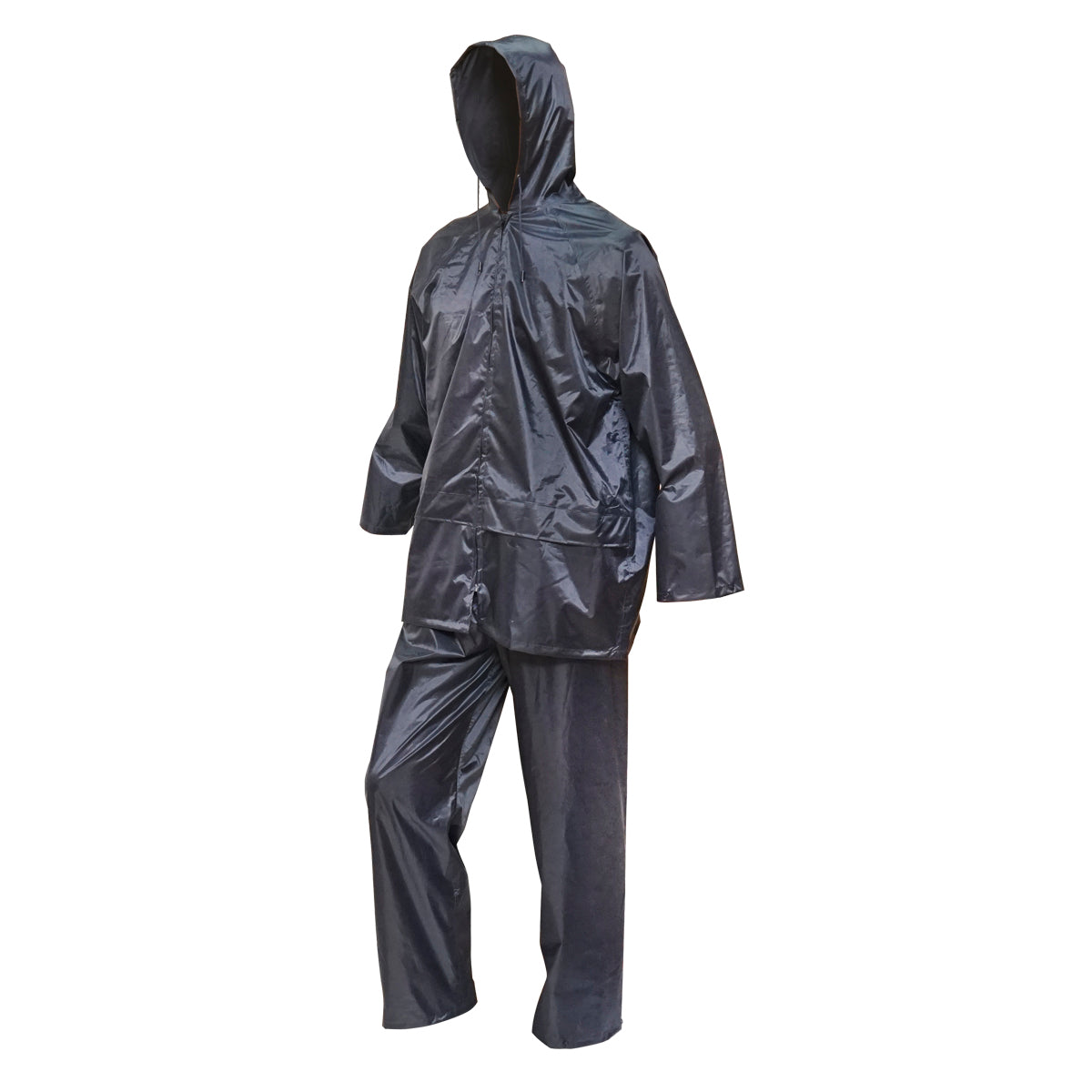 Completo impermeabile taglia M con cappuccio e pantaloni in poliestere e PVC, blu navy Breckner Germany