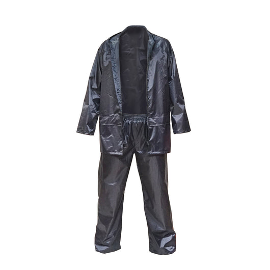 Completo impermeabile taglia M con cappuccio e pantaloni in poliestere e PVC, blu navy Breckner Germany