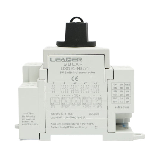 Comutatore di carico, interruttore on/off per sistemi fotovoltaici 4P, 32A, 1500kV Leader
