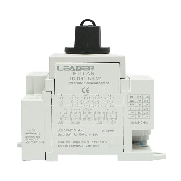 Comutatore di carico, interruttore on/off per sistemi fotovoltaici 4P, 32A, 1500kV Leader