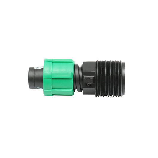Connettore per collegamento di tubo e banda di gocciolamento D17mmx3/4 pollice con filettatura esterna per sistemi di irrigazione