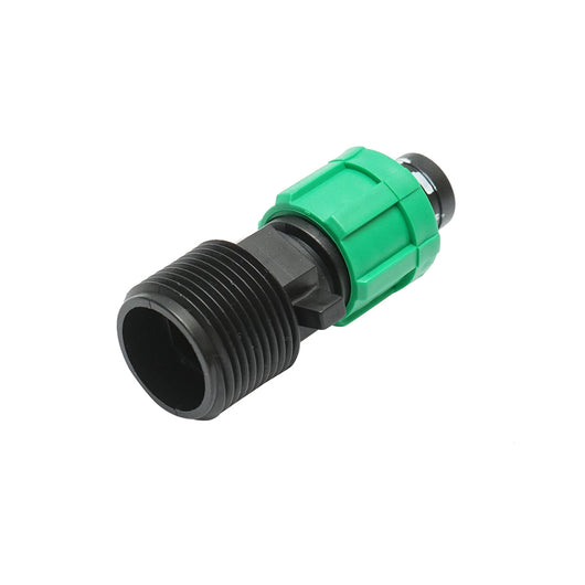 Connettore per collegamento di tubo e banda di gocciolamento D17mmx3/4 pollice con filettatura esterna per sistemi di irrigazione