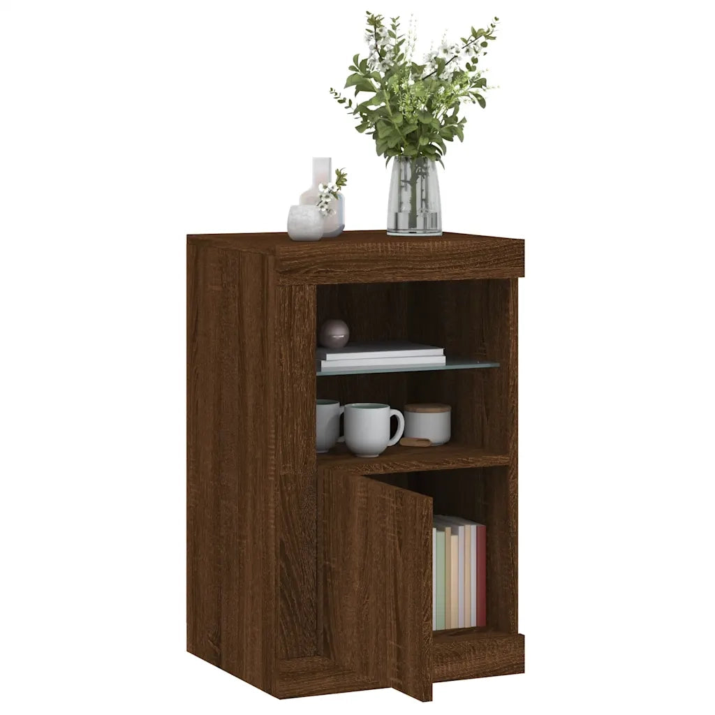 Armadietto con Luci LED Rovere Marrone in Legno Multistrato 836642