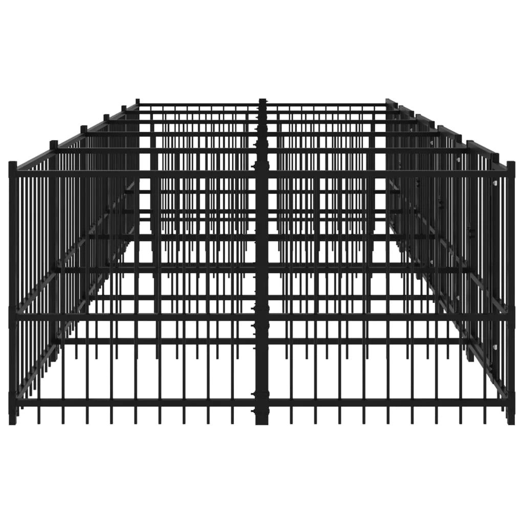 Gabbia per cuccia recinto per animali da esterno per cani in acciaio 9,38 m² nero 02_0041889