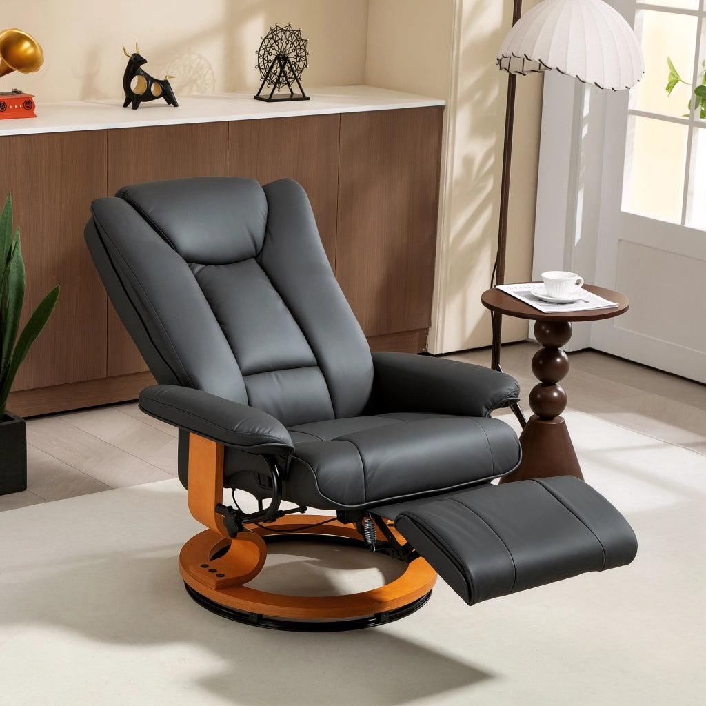 Poltrona relax reclinabile girevole ¨C Minimal ¨C similpelle grigio scuro