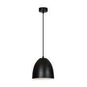 Sospensione 1 Luce Reartù In Acciaio Nero A Cupola Nero E Bianco