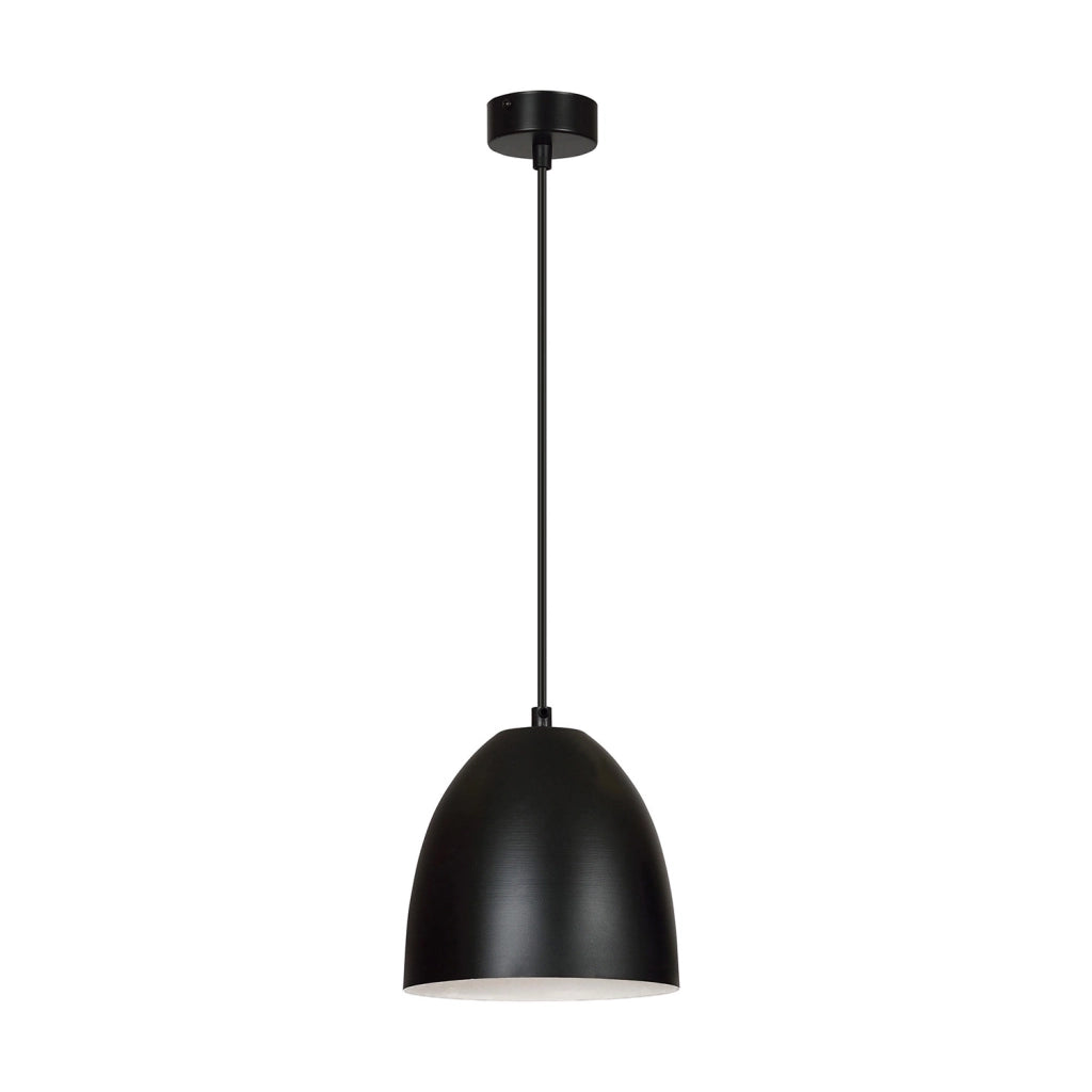 Sospensione 1 Luce Reartù In Acciaio Nero A Cupola Nero E Bianco