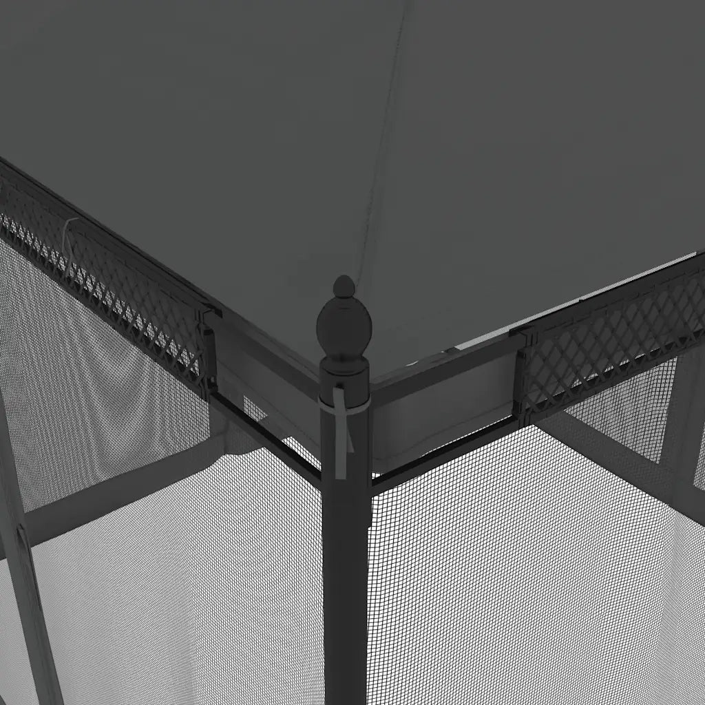 Gazebo con Pareti in Rete Antracite 2,93x2,93 m in Acciaio 368435