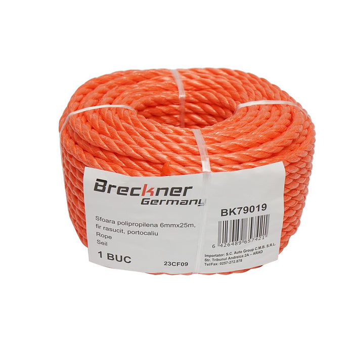 Corda in PP da 6 mm x 25 m, Arancione