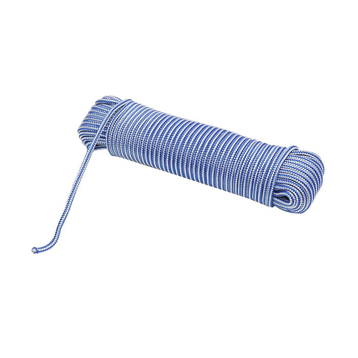 Corda PP intrecciata 5 mm x 25 m, bianca/blu, Corda multiuso in polipropilene, Breckner Germany