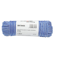 Corda PP intrecciata 6 mm x 25 m, bianca/blu, Corda multiuso in polipropilene, Breckner Germany