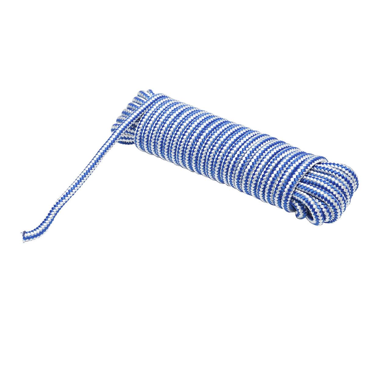 Corda PP intrecciata 8 mm x 10 m, bianca/blu, Corda multiuso in polipropilene Breckner Germany