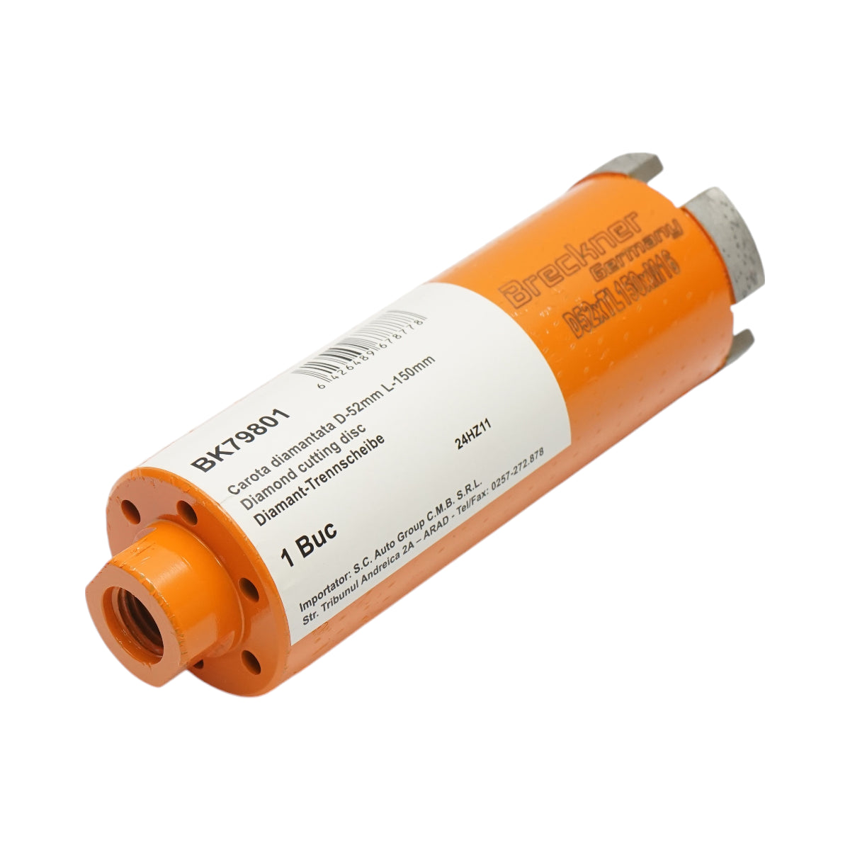 Corona diamantata 52x150mm con filettatura interna M16, foratura a secco per mattoni Breckner Germany