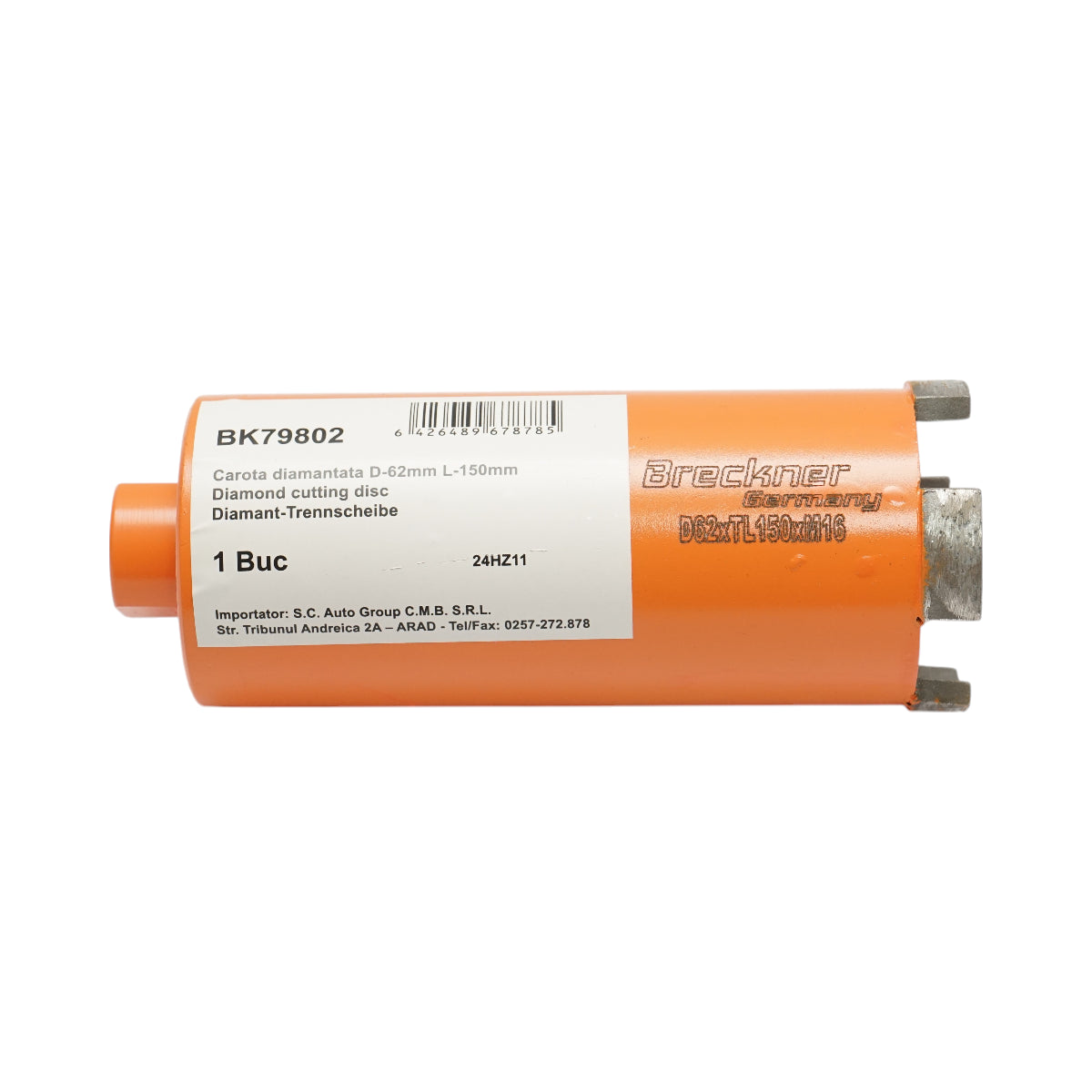 Corona diamantata 62x150mm con filettatura interna M16, foratura a secco per mattoni Breckner Germany