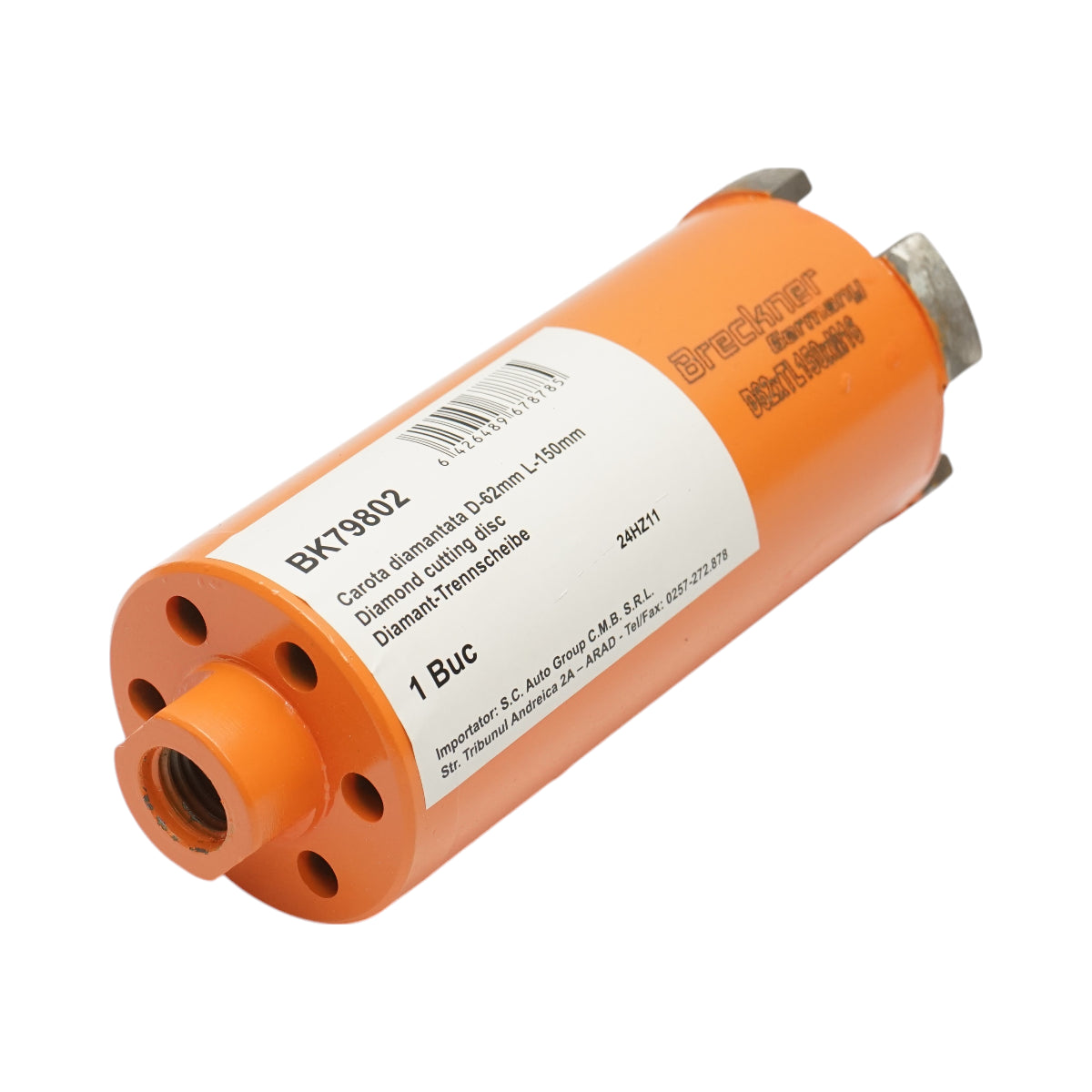 Corona diamantata 62x150mm con filettatura interna M16, foratura a secco per mattoni Breckner Germany