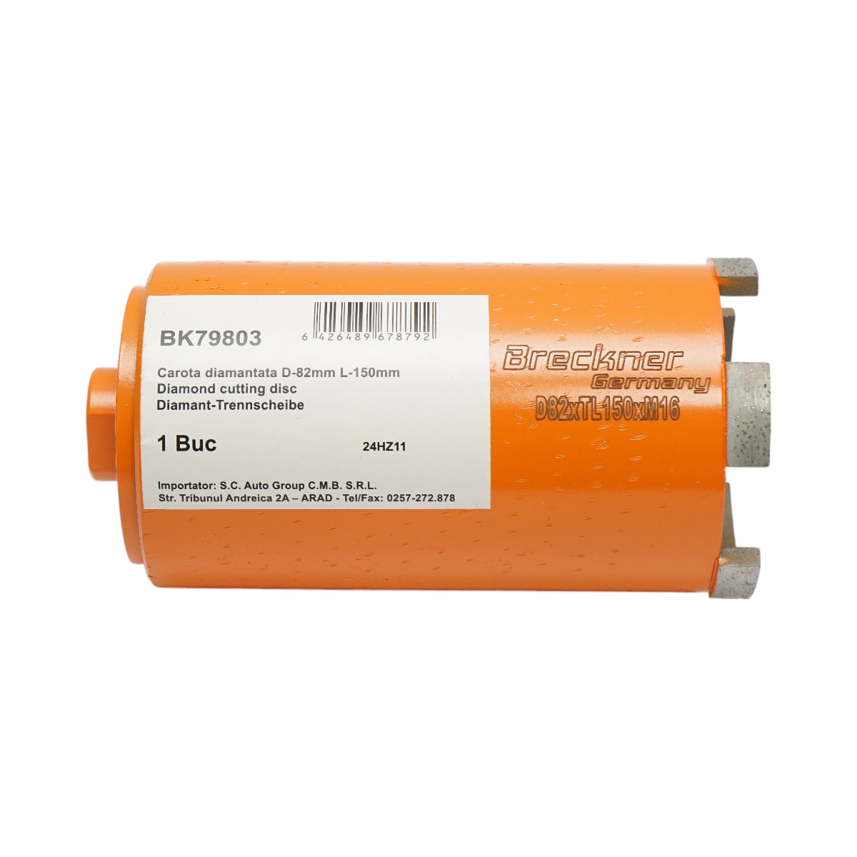 Corona diamantata 82x150mm con filettatura interna M16, foratura a secco per mattoni Breckner Germany