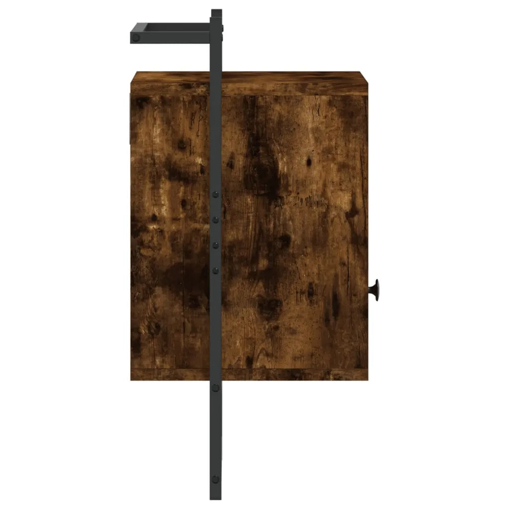 Comodino a Muro-Tavolino da notte sospeso Rovere Fumo 40x30x61 cm Legno Multistrato