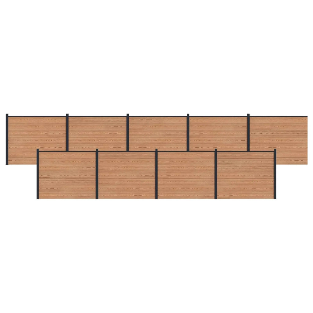 Pannello di Recinzione 9 pcs WPC e Alluminio Marrone