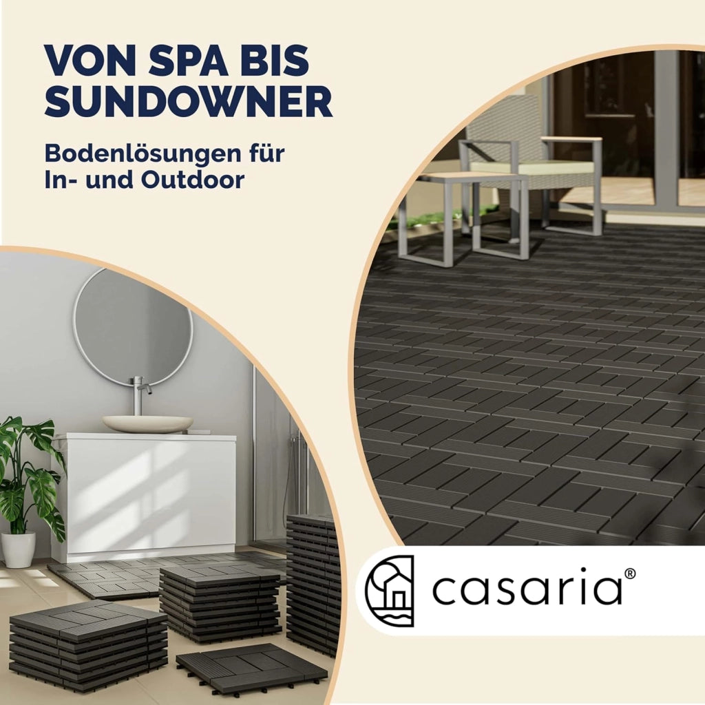 Deuba Piastrelle da Giardino in WPC 6m² Mattonelle 30x30cm Sauna Terrazza Esterno Antracite 66 pz
