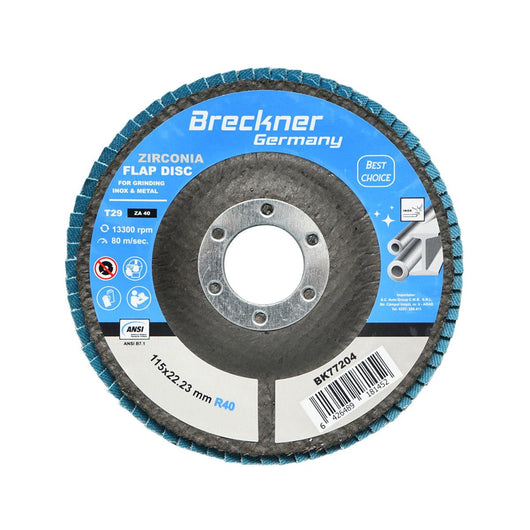 10 Dischi Lamellari Zirconio 115mm P40 per Acciaio INOX Metallo, Dischi Abrasivi, Disco Lamellare Breckner German