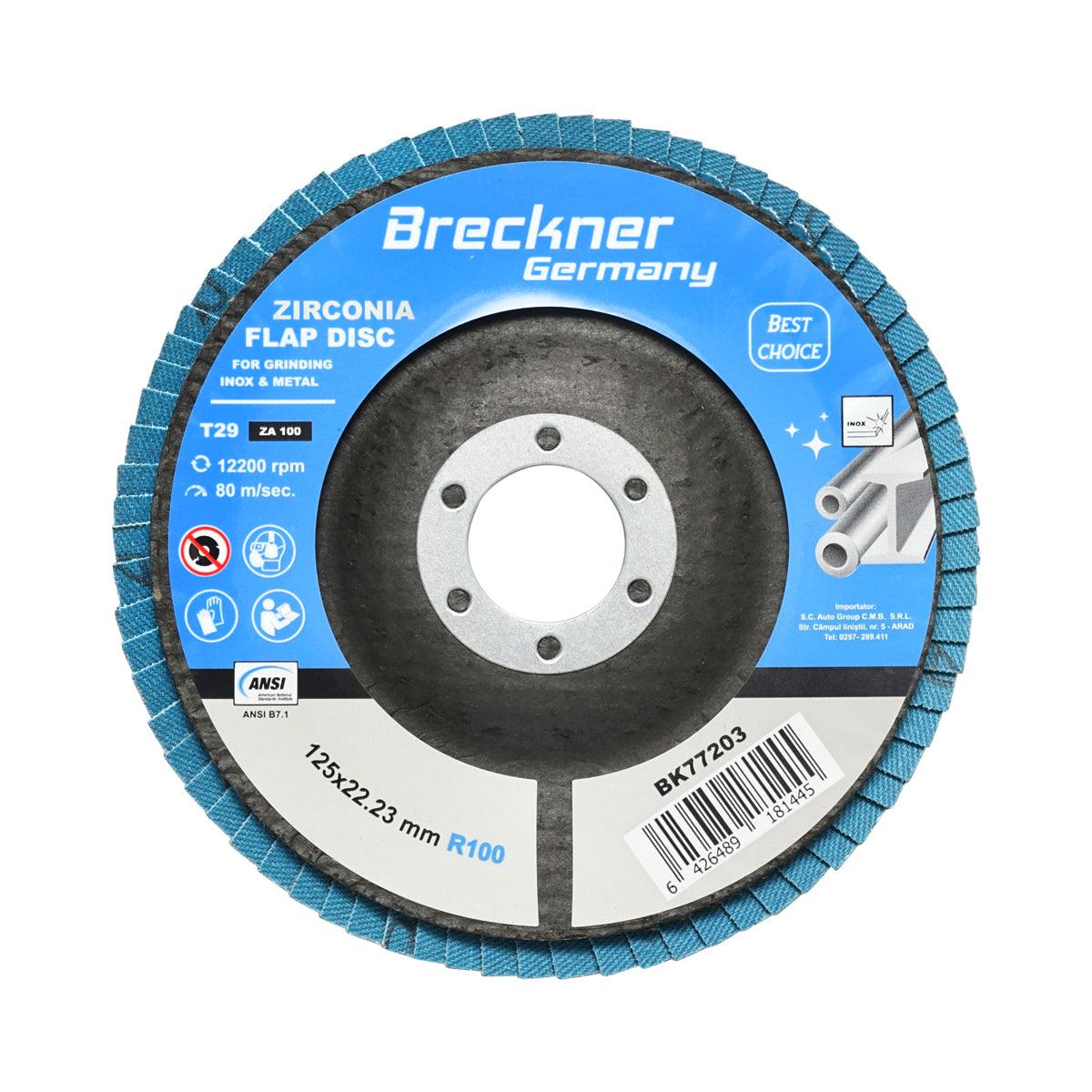 10 Dischi Lamellari Zirconio 125mm P100 per Acciaio INOX Metallo, Dischi Abrasivi, Disco Lamellare Breckner Germany