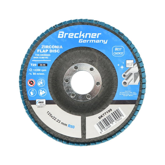 10 Dischi Lamellari Zirconio 125mm P60 per Acciaio INOX Metallo, Dischi Abrasivi, Disco Lamellare Breckner Germany