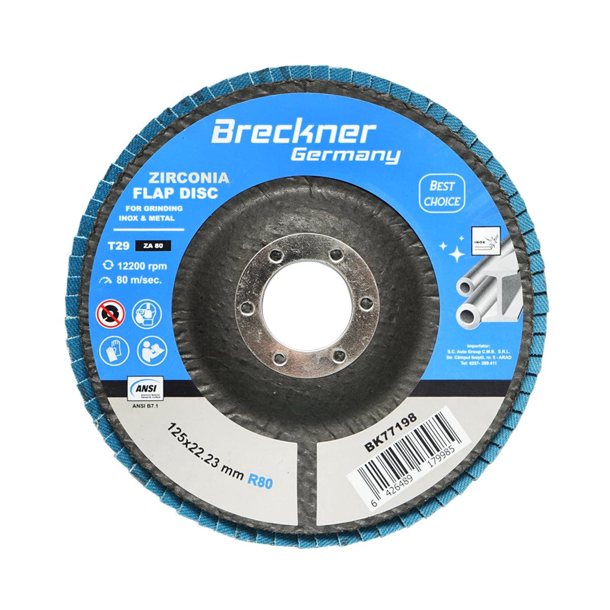 10 Dischi Lamellari Zirconio 125mm P80 per Acciaio INOX Metallo, Dischi Abrasivi, Disco Lamellare Breckner Germany