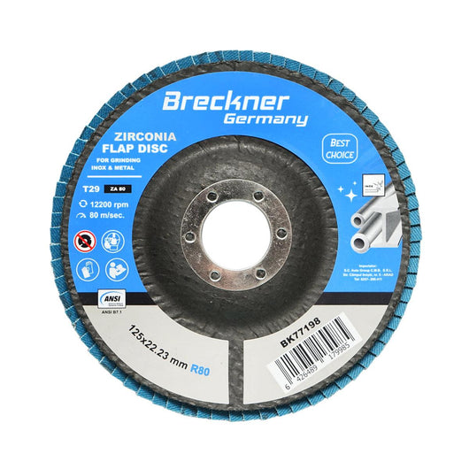 10 Dischi Lamellari Zirconio 125mm P80 per Acciaio INOX Metallo, Dischi Abrasivi, Disco Lamellare Breckner Germany