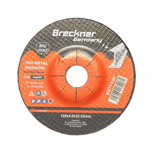 10 Dischi Smerigliatrice T27 125x4x22mm Metallo per Smerigliatrice Angolare Disco per sgrossatura Metallo Disco Flessibili Mola da Sbavo Breckner Germany