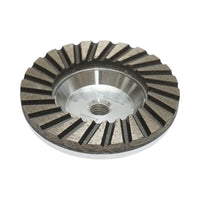 Disco diamantato a tazza segmentata turbo da 100 mm, filettatura M14, alluminio grezzo per la levigatura del granito Breckner Germany