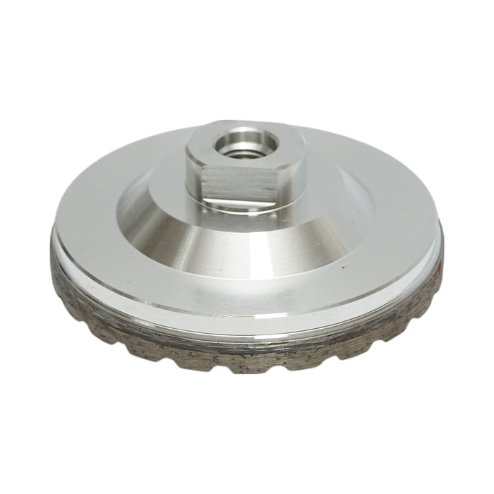 Disco diamantato a tazza segmentata turbo da 100 mm, filettatura M14, alluminio grezzo per la levigatura del granito Breckner Germany