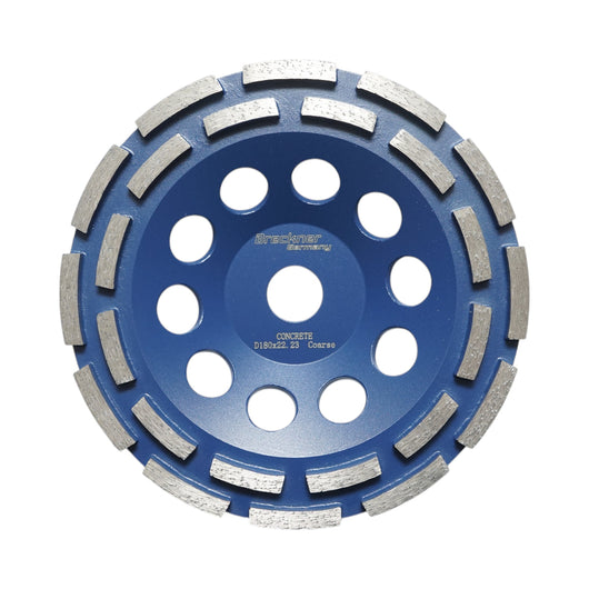 Disco diamantato a tazza segmentato 180x22,23, doppia fila grosso, CONCRETE standard per la levigatura di calcestruzzo, pietra, mosaico Breckner Germany