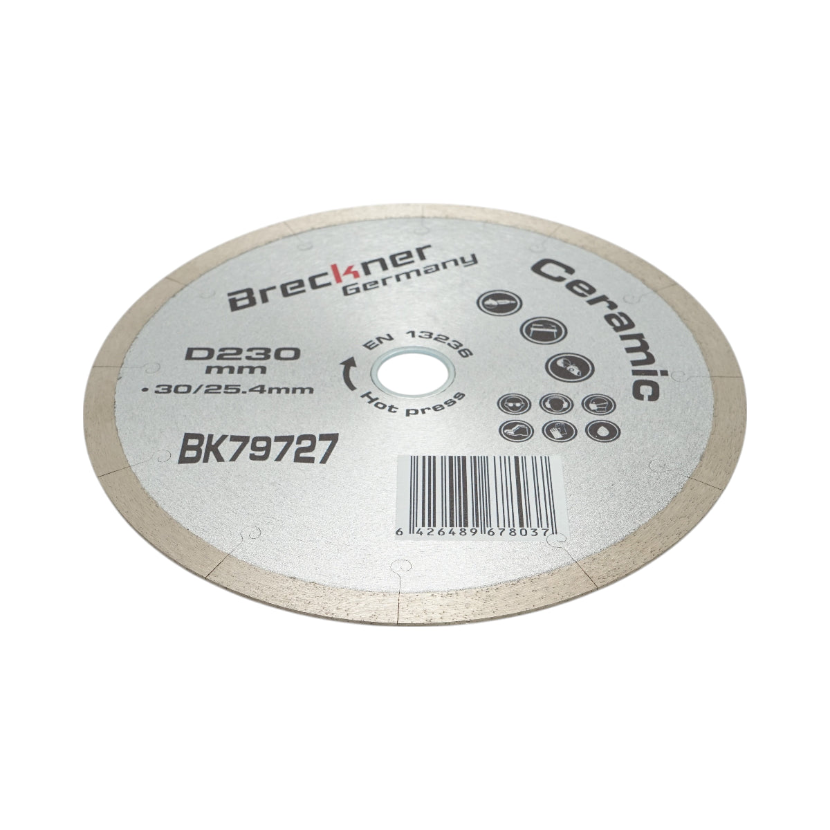 Disco diamantato frazionato continuo 230x30/25,4 mm, segmento 10 mm per piastrelle, maiolica, ceramica dura, marmo Breckner Germany