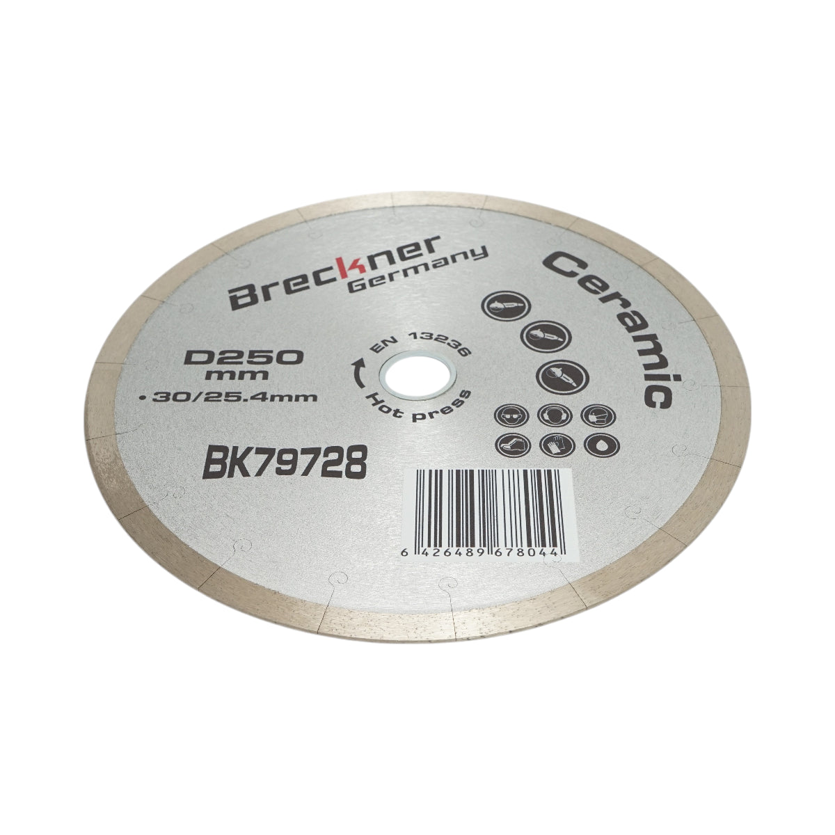 Disco diamantato frazionato continuo 250x30/25,4 mm, segmento 10 mm per piastrelle, maiolica, ceramica dura, marmo Breckner Germany