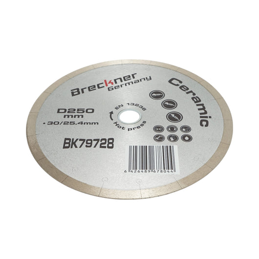 Disco diamantato frazionato continuo 250x30/25,4 mm, segmento 10 mm per piastrelle, maiolica, ceramica dura, marmo Breckner Germany