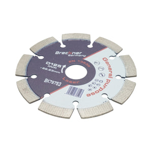 Disco diamantato segmentato 125x22,23 mm, segmento da 12 mm per calcestruzzo, pavimentazioni, mosaico, archi, mattoni Breckner Germany