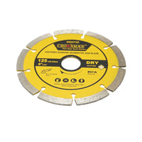 Disco diamantato segmentato 125x22,23mm, max. velocità. 12200 giri/min, taglio a secco per cemento, pietra, granito, marmo Crownman