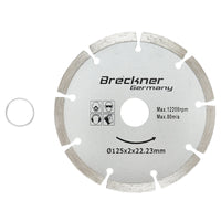 Disco diamantato segmentato 125x2x22.23mm per taglio a secco di calcestruzzo e ceramica Breckner Germany