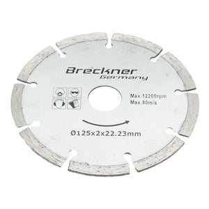 Disco diamantato segmentato 125x2x22.23mm per taglio a secco di calcestruzzo e ceramica Breckner Germany