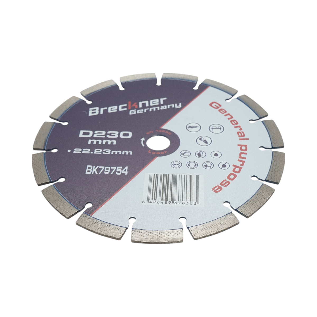 Disco diamantato segmentato 230x22,23 mm, segmento 12 mm per calcestruzzo, pavimentazioni, mosaico, archi, mattoni Breckner Germany