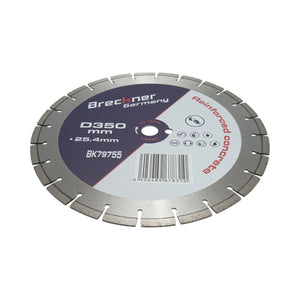 Disco diamantato segmentato 350x25,4 mm, segmento 10 mm per cemento armato, pavimentazioni, archi, pietra dura Breckner Germany