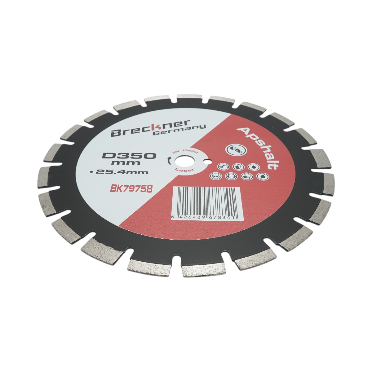 Disco diamantato segmentato 350x25,4 mm, segmento A40 12 mm per asfalto, calcestruzzo fresco Breckner Germany