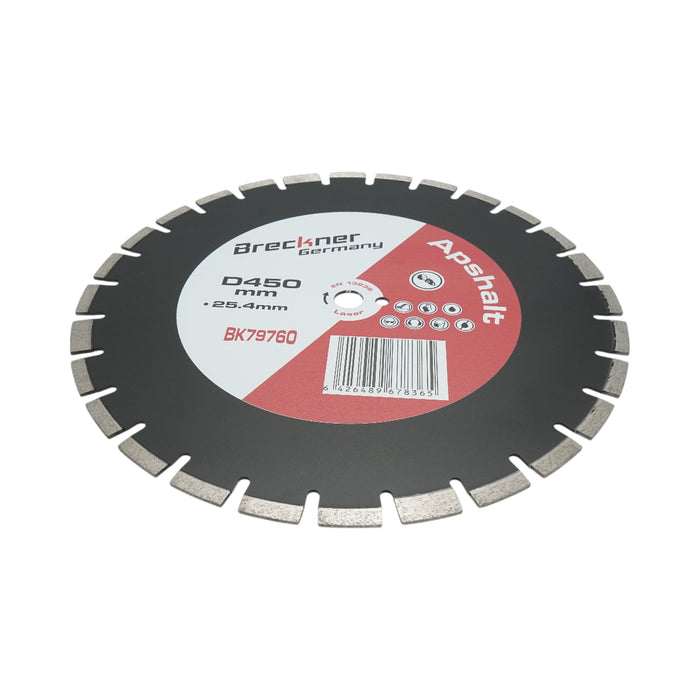 Disco diamantato segmentato 450x25,4 mm, segmento A40 12 mm per asfalto, calcestruzzo fresco Breckner Germany