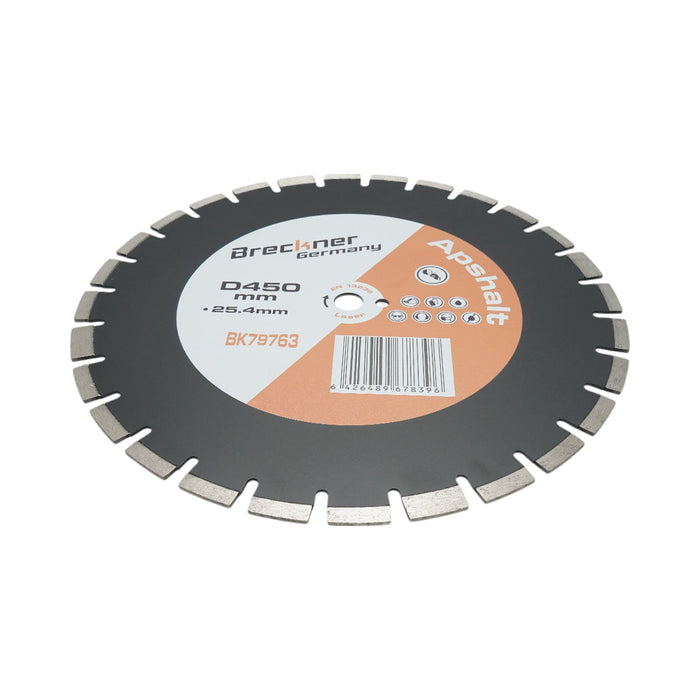 Disco diamantato segmentato 450x25,4 mm, segmento B40 12 mm per asfalto-calcestruzzo, mattoni, massetto Breckner Germany